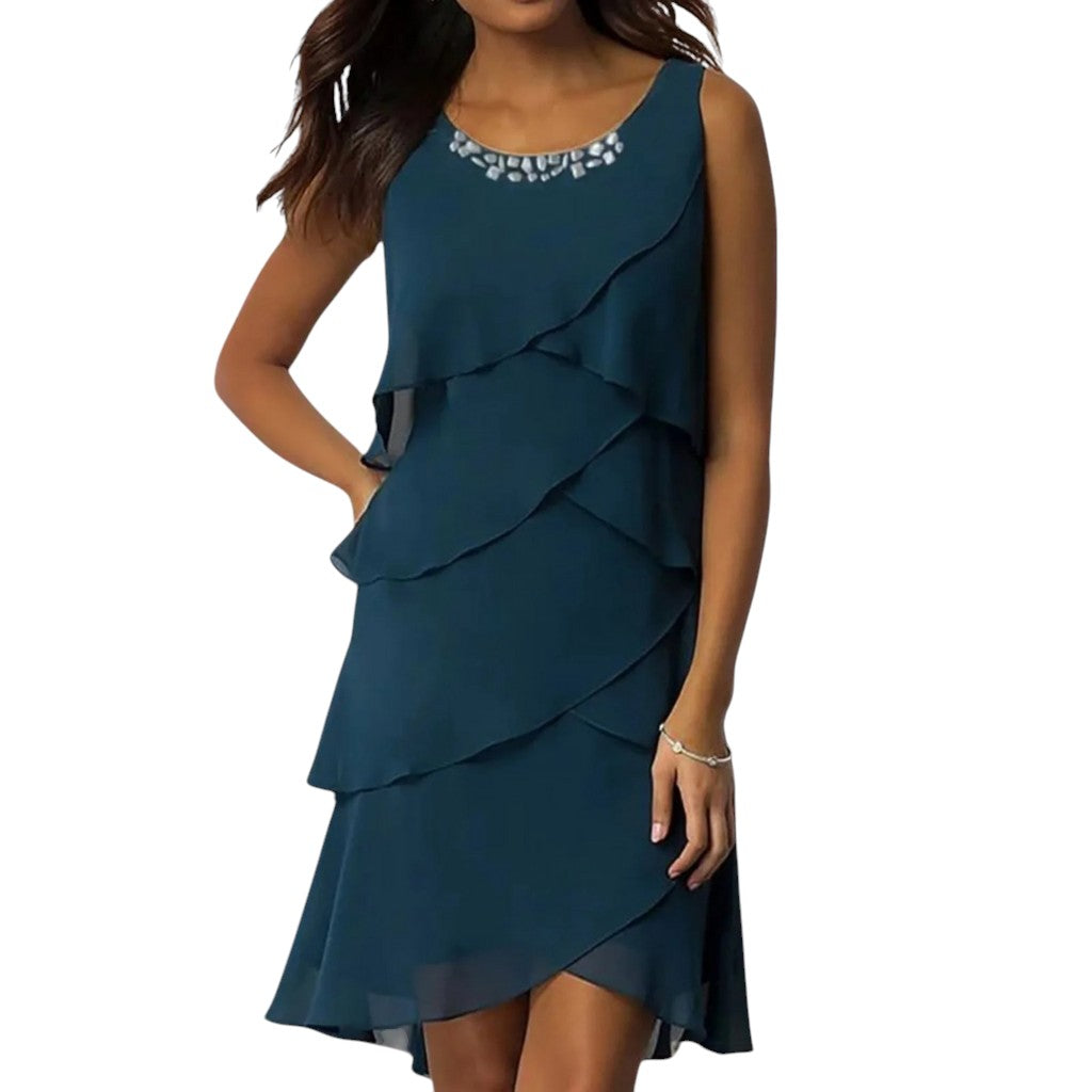 Grace | Tiered Cocktail Dress Blue