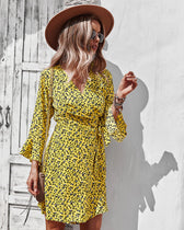 Printed Long-Sleeved Dress For Women M / Black Print Dress