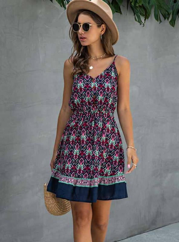 Lossky Summer Women’s Cotton Mini Sundress With Button Detail S / Red Dresses
