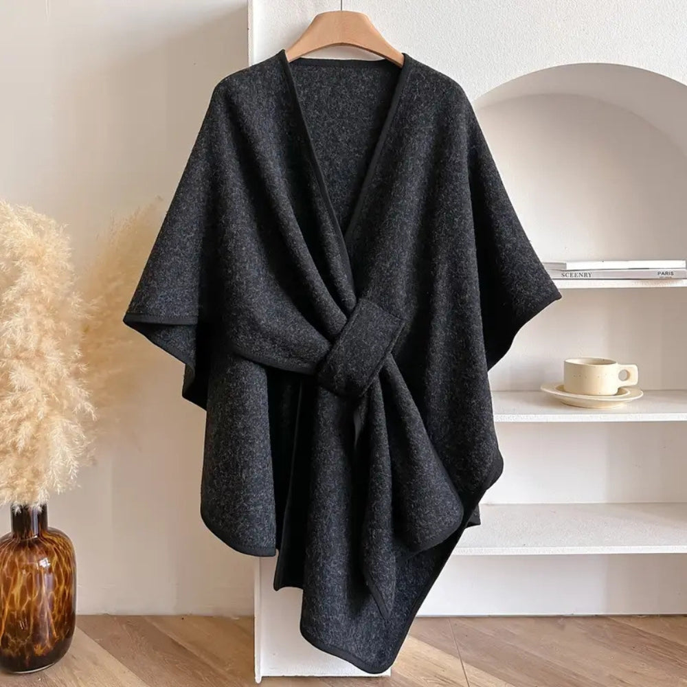 Open Front Draped Wrap Poncho Cape