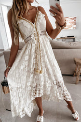 Come To Me Lace Tassel High-Low Maxi Dress - 2 Colors - View 6
