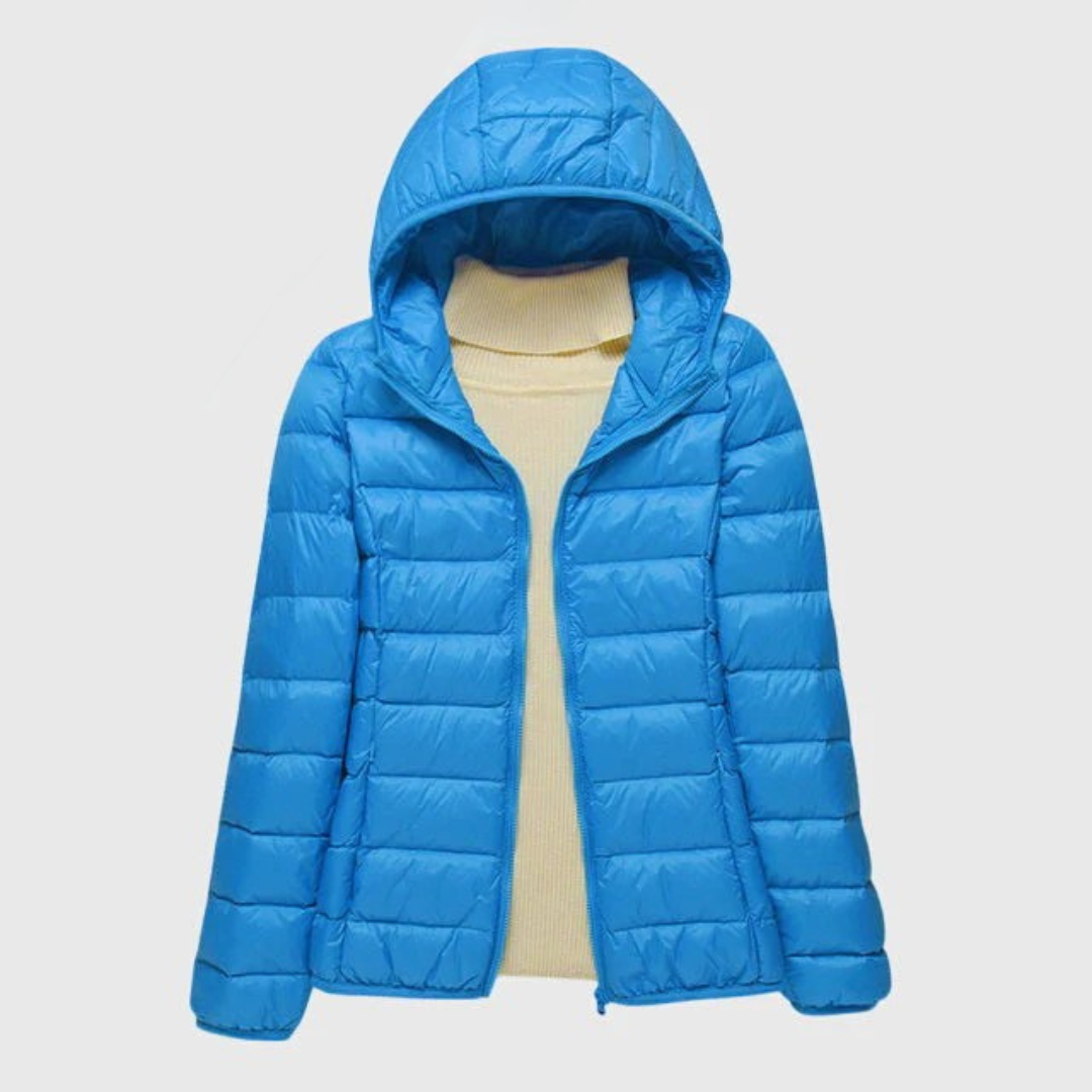 Hooded Zip Front Lightweight Quilted Puffer Jacket
