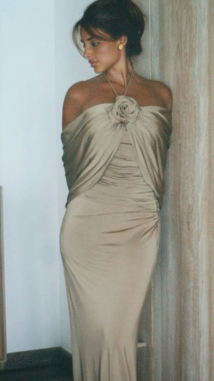 Party Dresses Champagne Evening Dress For Women Sleeveless Floor Length 3D Flower Formal Elegant Dress