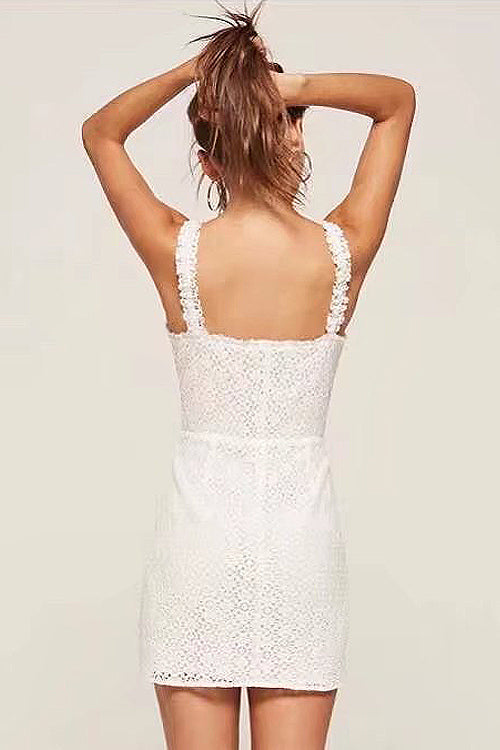 Lace Button-up Mini Dress - View 3
