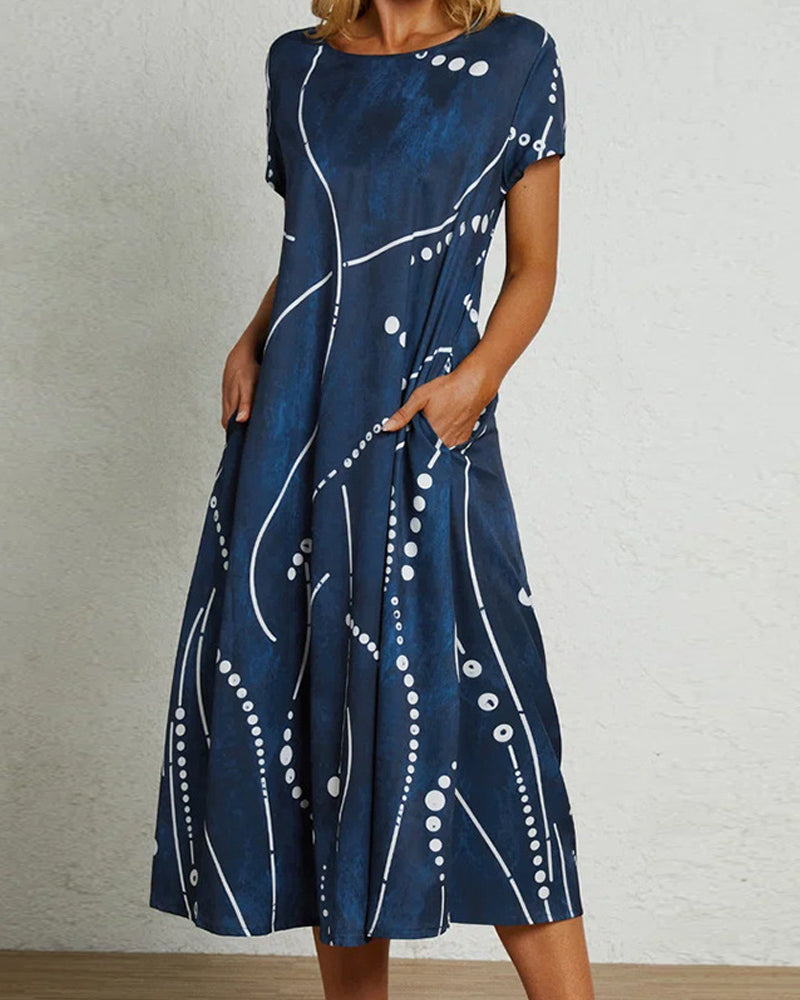 Printed short sleeve fashion dress