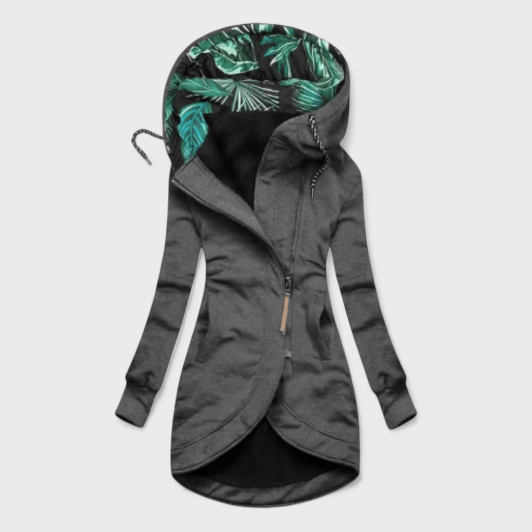Hooded Asymmetric Zip Front Fleece Coat