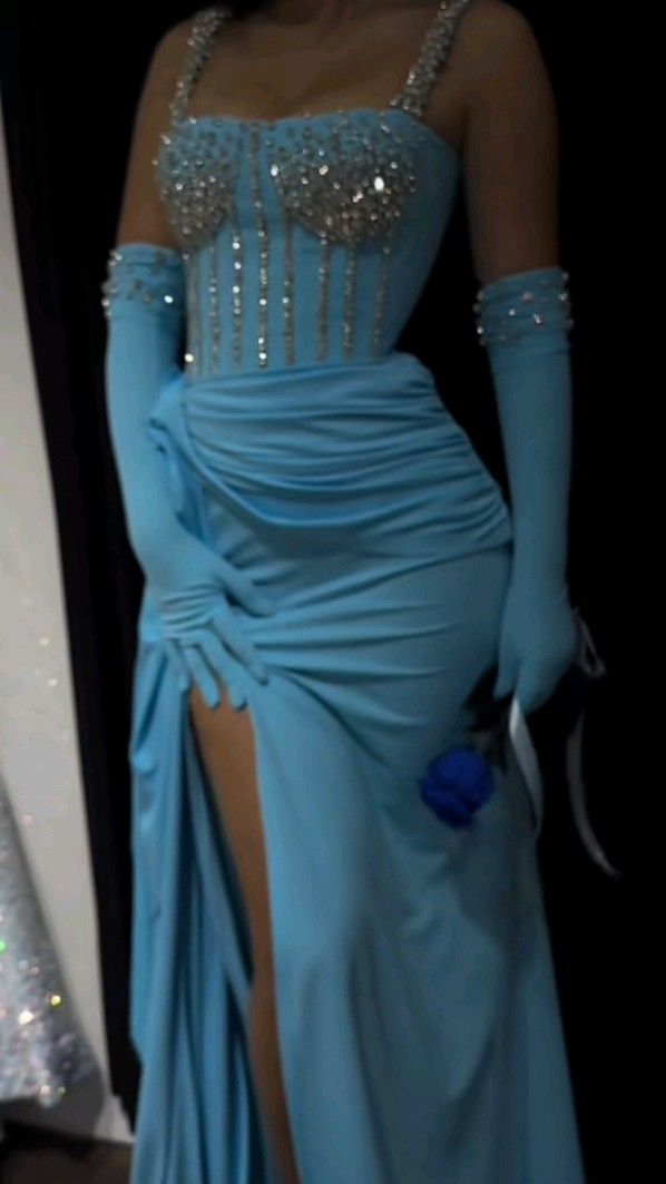Blue Sparkly Sexy Long Prom Dress Formal Evening Dress