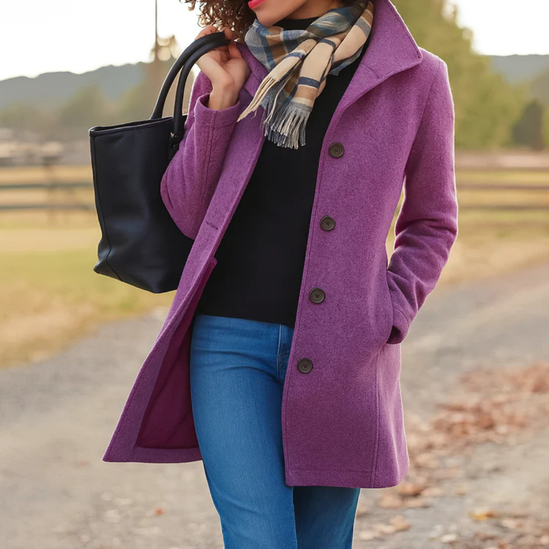 Lapel Collar Button Front Longline Coat