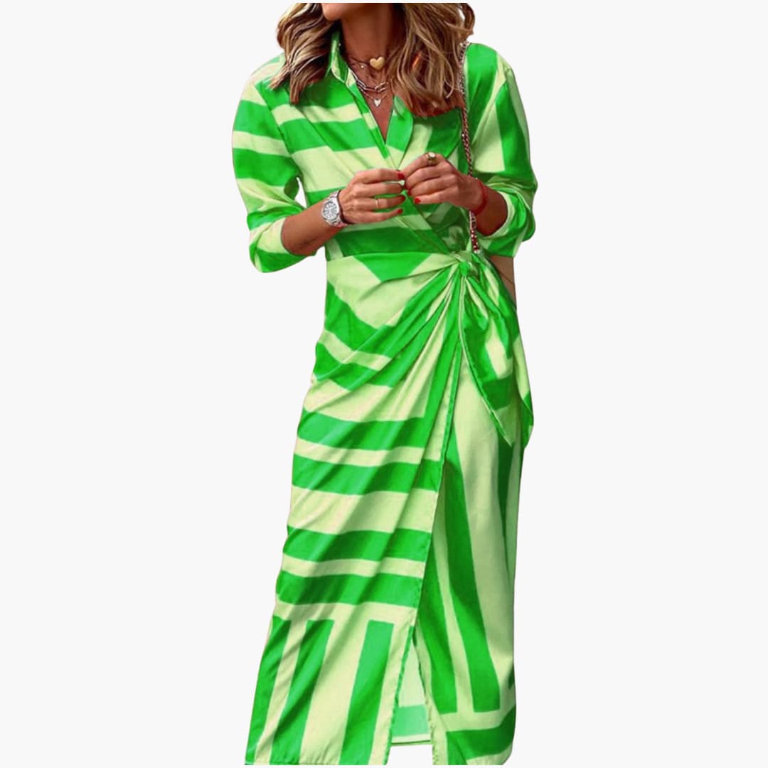 Leah | Printed Wrap Dress Green
