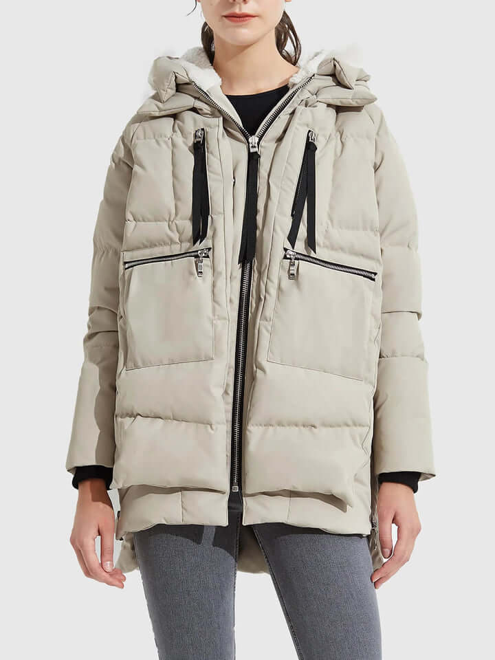 Hooded Zip Front Quilted Longline Puffer Jacket