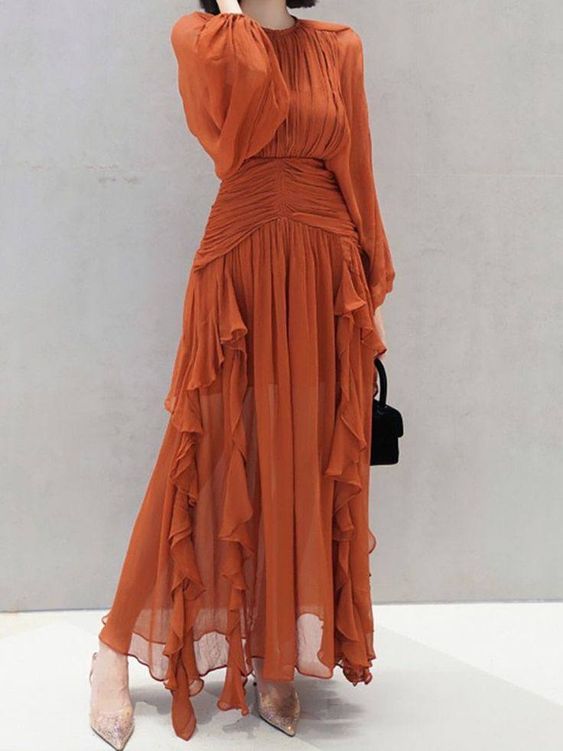 Fashion long sleeve irregular dress Evening Dress