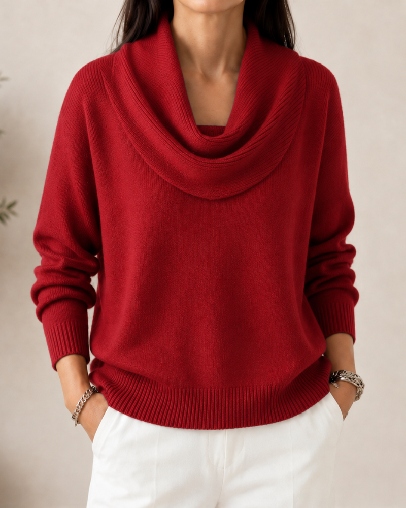 Cowl Neck Long Sleeve Knit Sweater