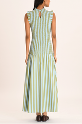 High Neck Sleeveless Fit and Flare Maxi Dress with Godet Skirt 3