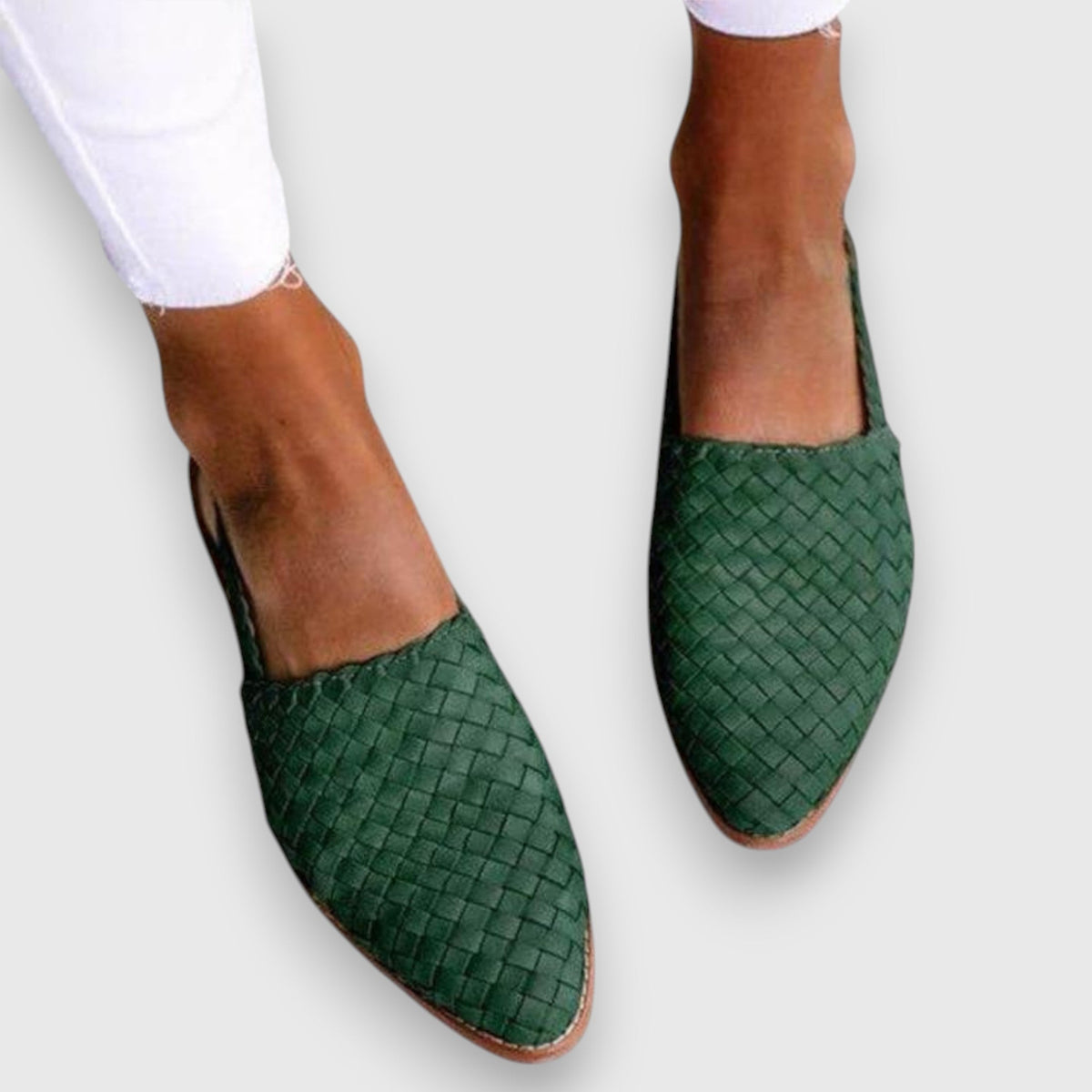 Woven Pointed Toe Slingback Flats
