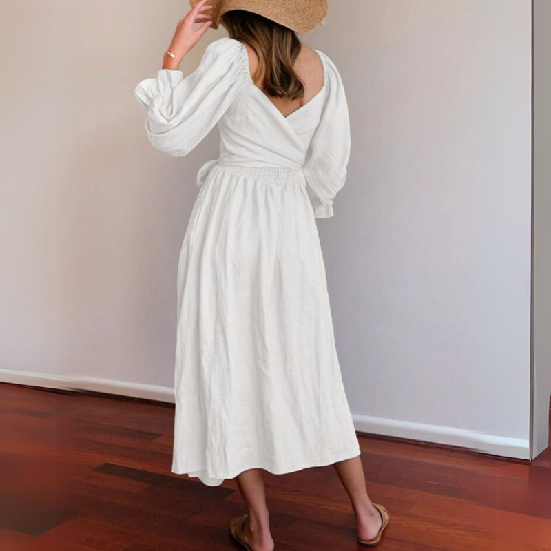 Marina Boutique French Dress with Ruffled Sleeves Designer Edit