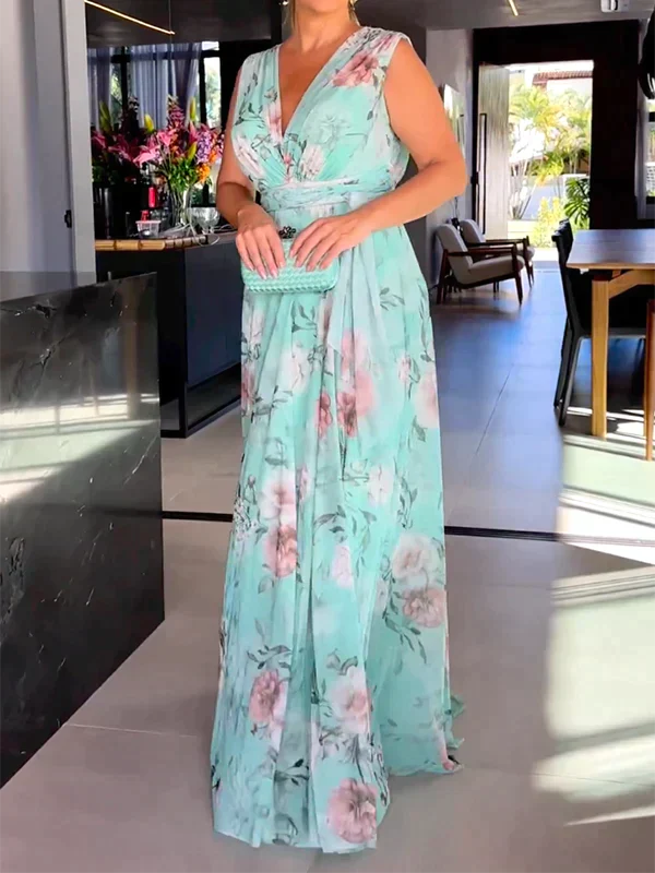 Paula Boutique Sleeveless Dress with V Neck and Side Slit Premium Wardrobe Essential