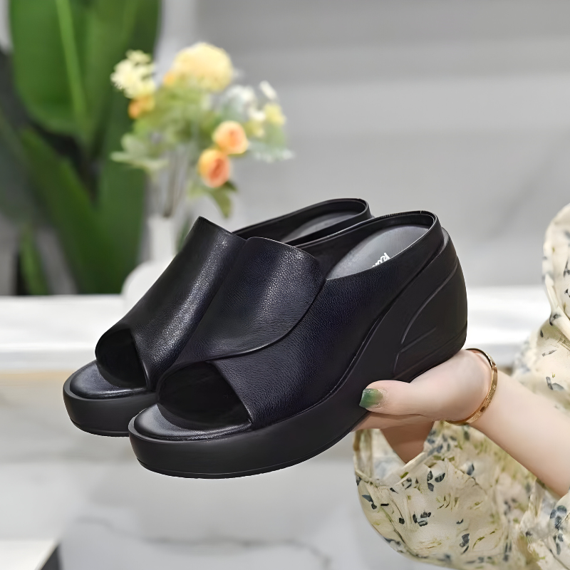 Open Toe Platform Wedge Slide Sandals