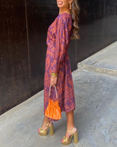 Deep V-Neck Long Sleeve Twist Front Midi Dress 4