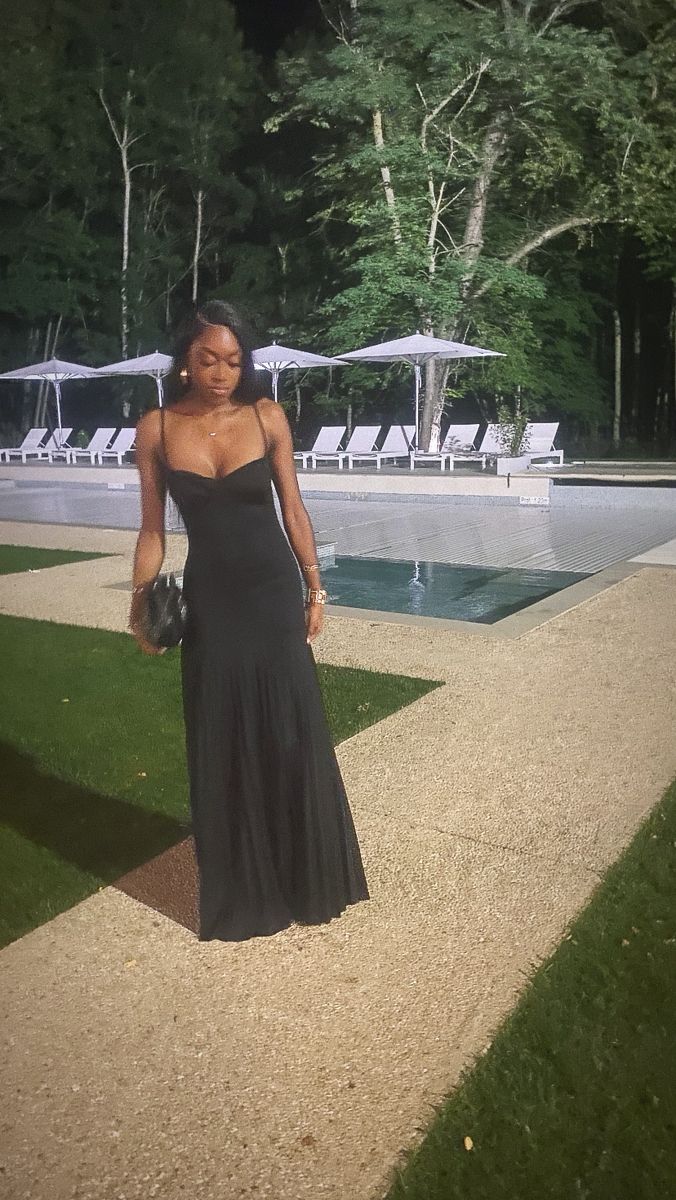 Black Spaghetti Straps Long Prom Dress Evening Party Dresses