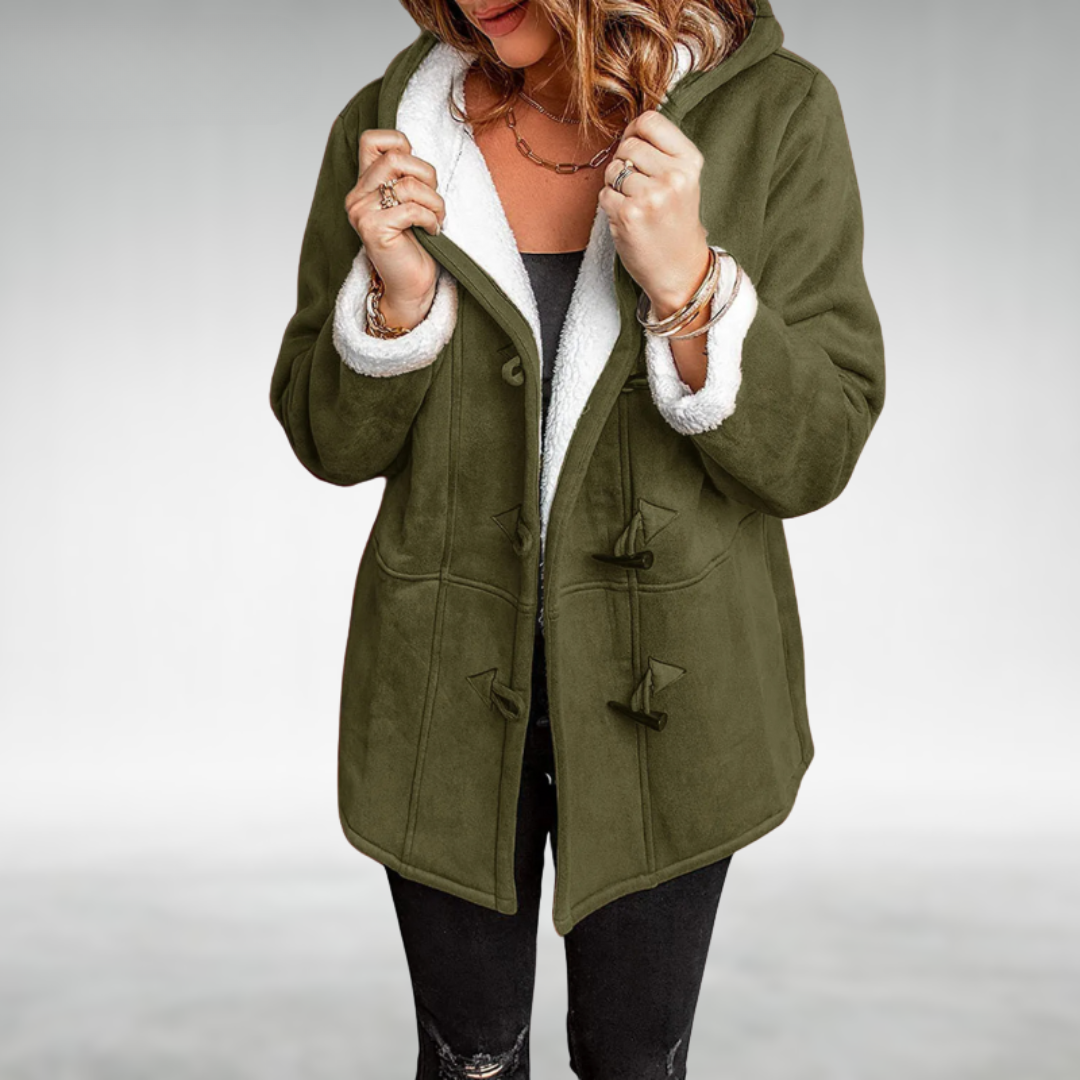 Hooded Sherpa Lined Toggle Faux Suede Jacket