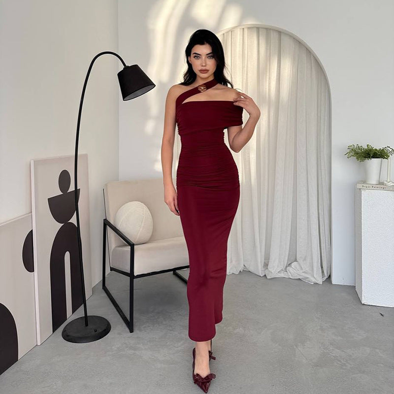 Horres Midi Dress Maroon