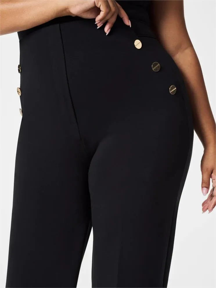 V-Neck Sleeveless Button Detail Wide Leg Jumpsuit
