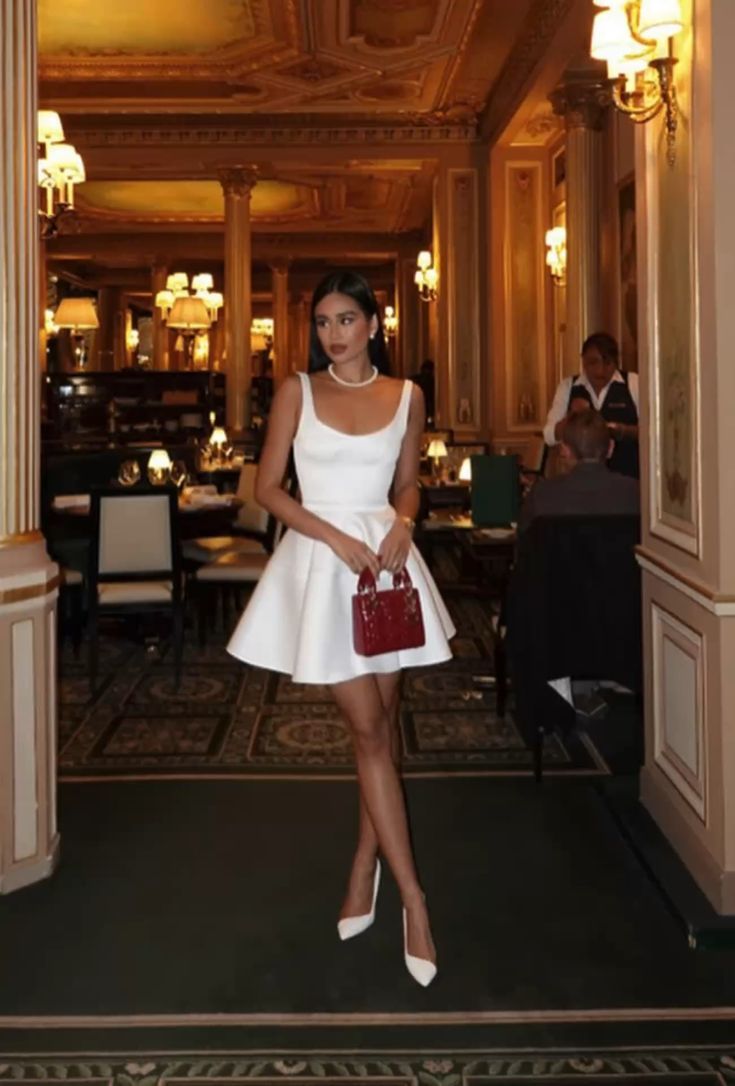 cute a line white straps homecoming dress 18th birthday outfits