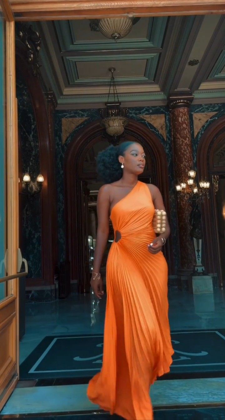 One Shoulder Orange Party Dress Evening Prom Dress Custom Made