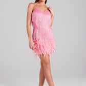 Sequin Fringe Feather V-Neck Mini Dress 7