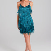Sequin Fringe Feather V-Neck Mini Dress 11