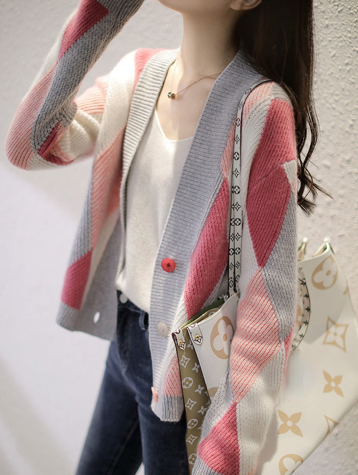 Casual Cute Colors Cardigan Sweater