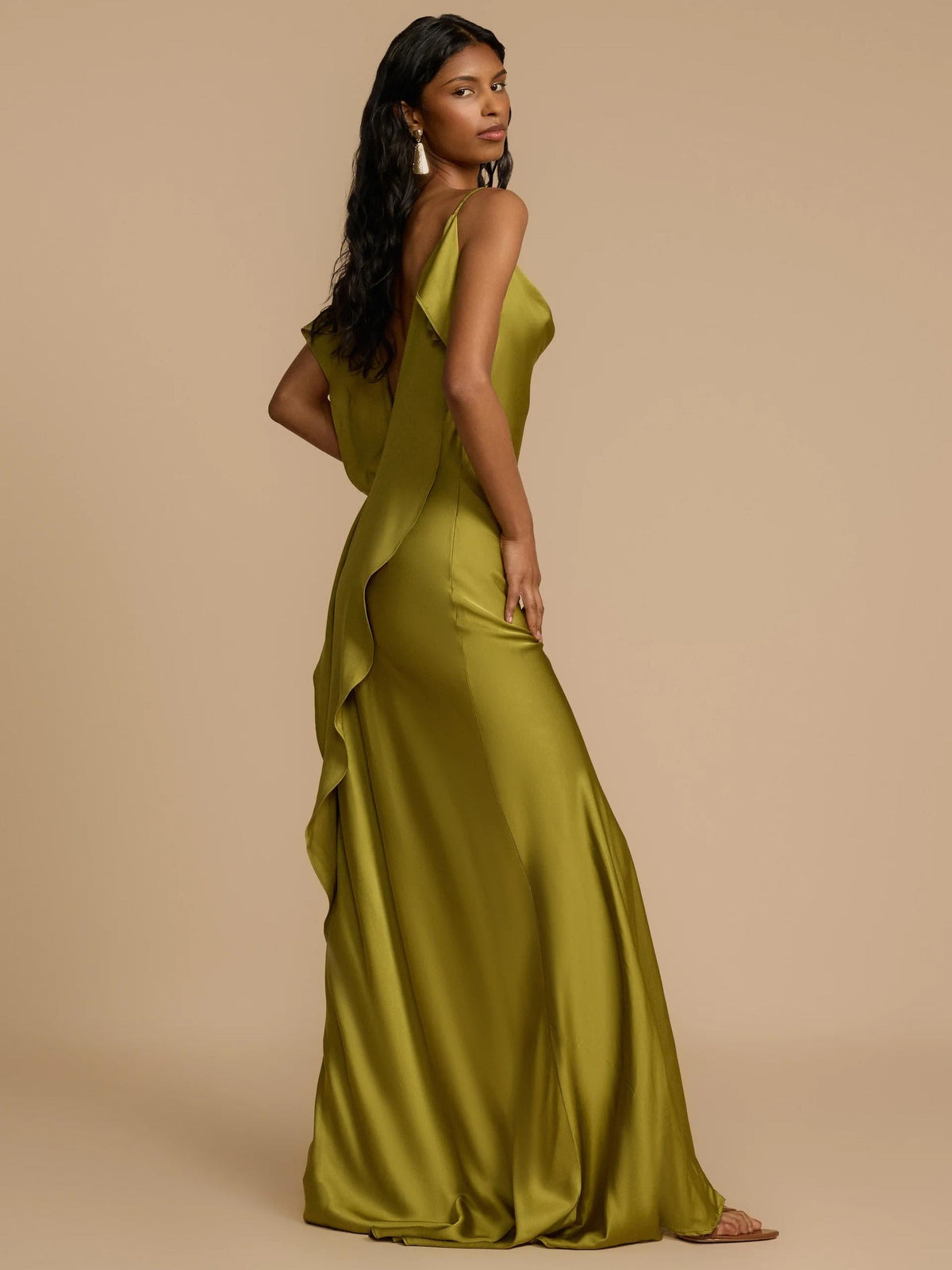 Sexy Elegant Satin Side High Slit Maxi Dress - View 6