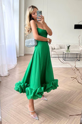 Spaghetti Strap Pleated Ruffle Maxi Dress 6