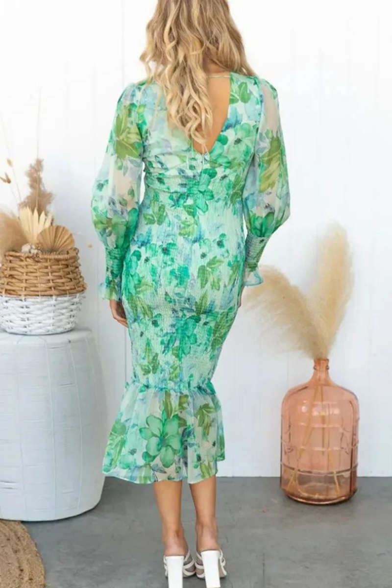 Jacinta Premium Flower Print Midi Dress Statement Occasion Edit