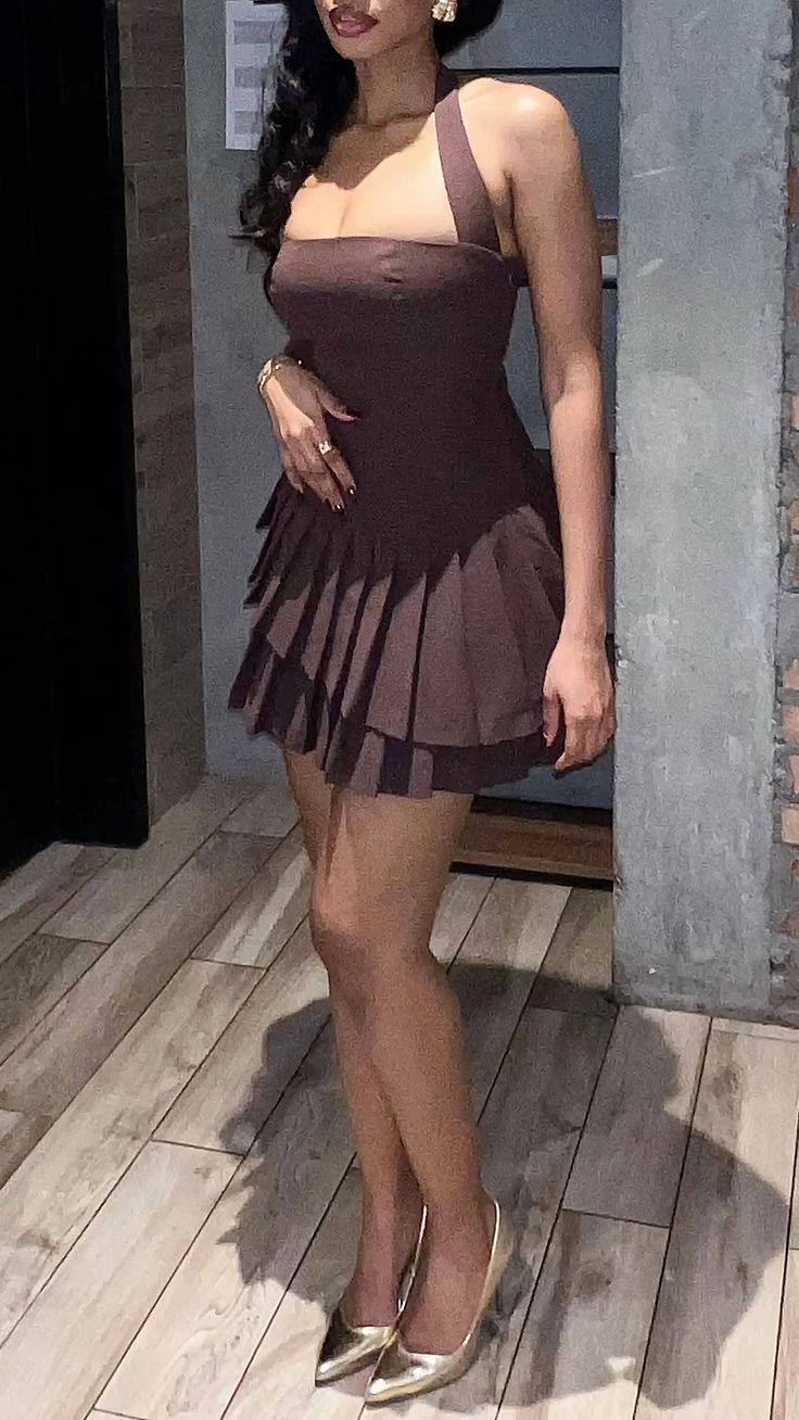 A Line Brown Simple Short Prom Dress Birthday Party Dress Homecoming Dress   fg8142