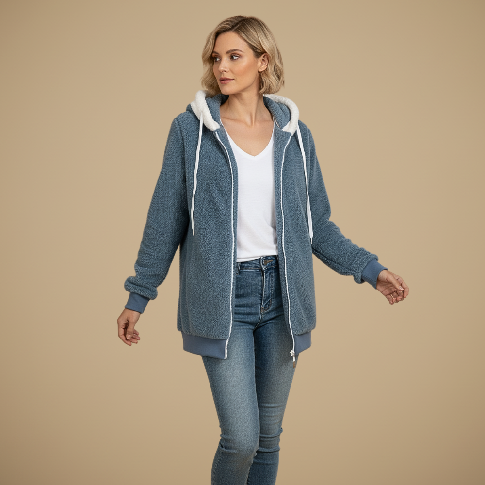 Women's Loose-Fit Fleece Hooded Jacket