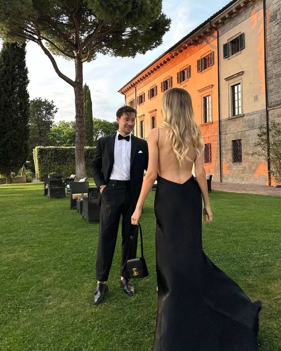 Black Backless Dresses Evening Dress Floor Length Party Gowns