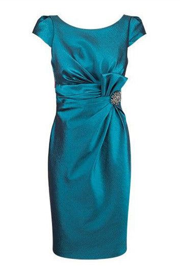 Cap Sleeves Short Blue Mother Of Bride Dress