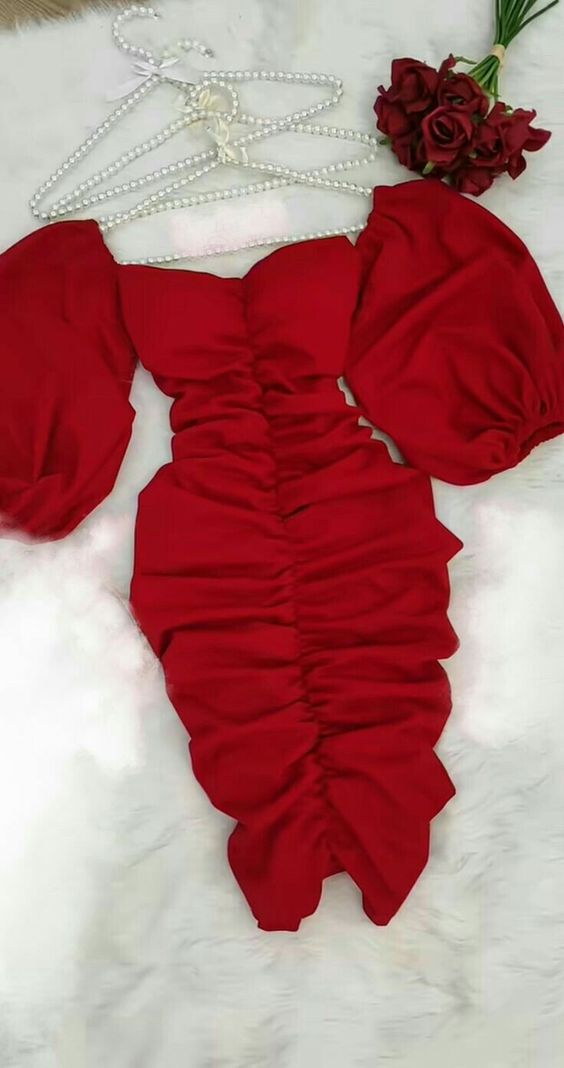 Cute Red Birthday Dress, Short Prom Party Dress