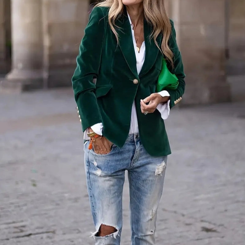 Velvet Single Breasted Blazer
