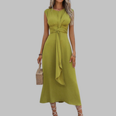 Cap Sleeve Knot Front A-Line Midi Dress 2
