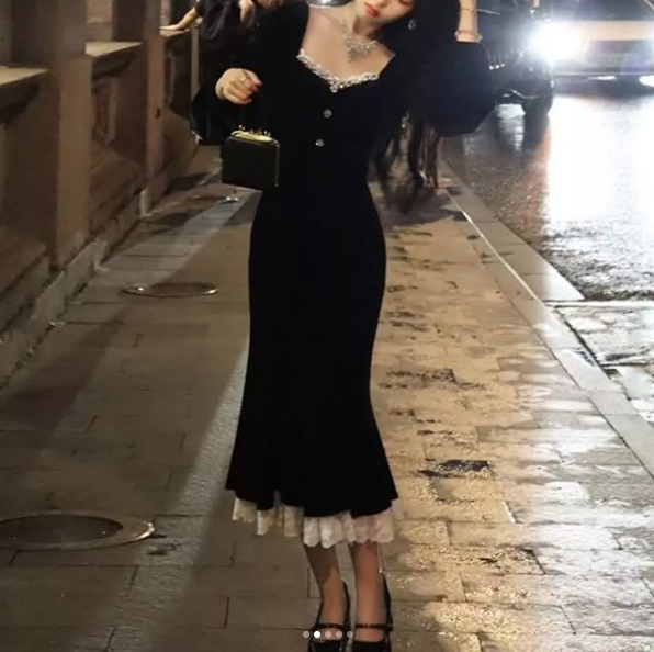 Black Velvet Prom Dress Black Evening Dress Formal Prom Gown