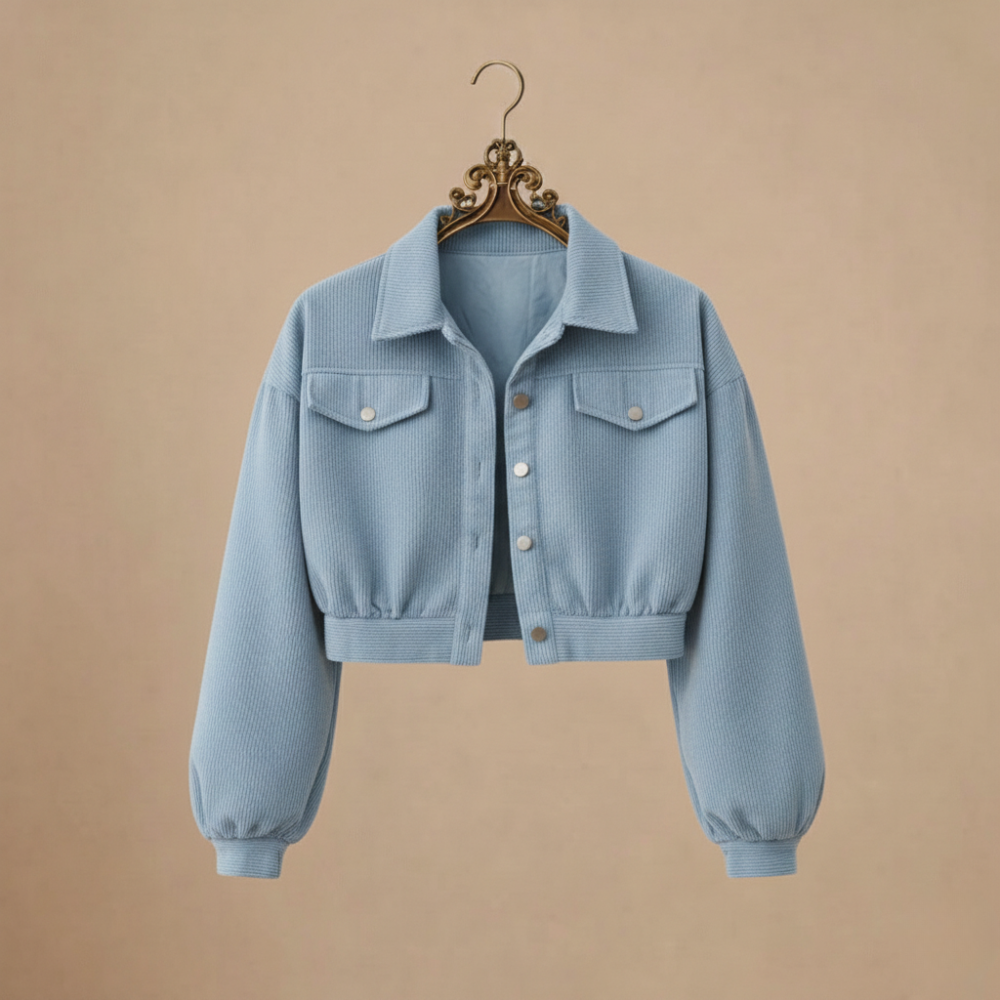 Corduroy Button Front Cropped Jacket 13