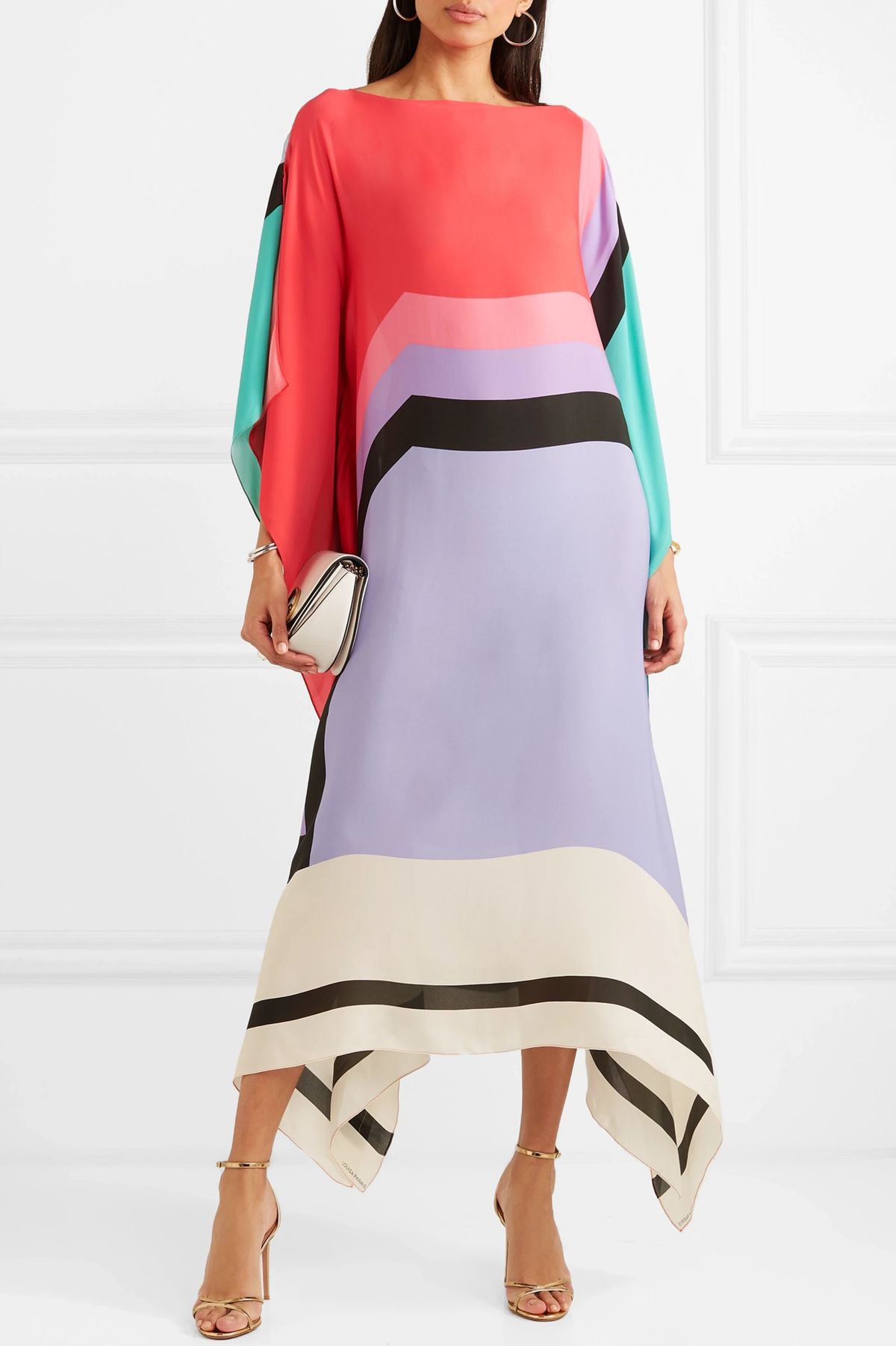Boat Neck Batwing Sleeve Kaftan Maxi Dress 2