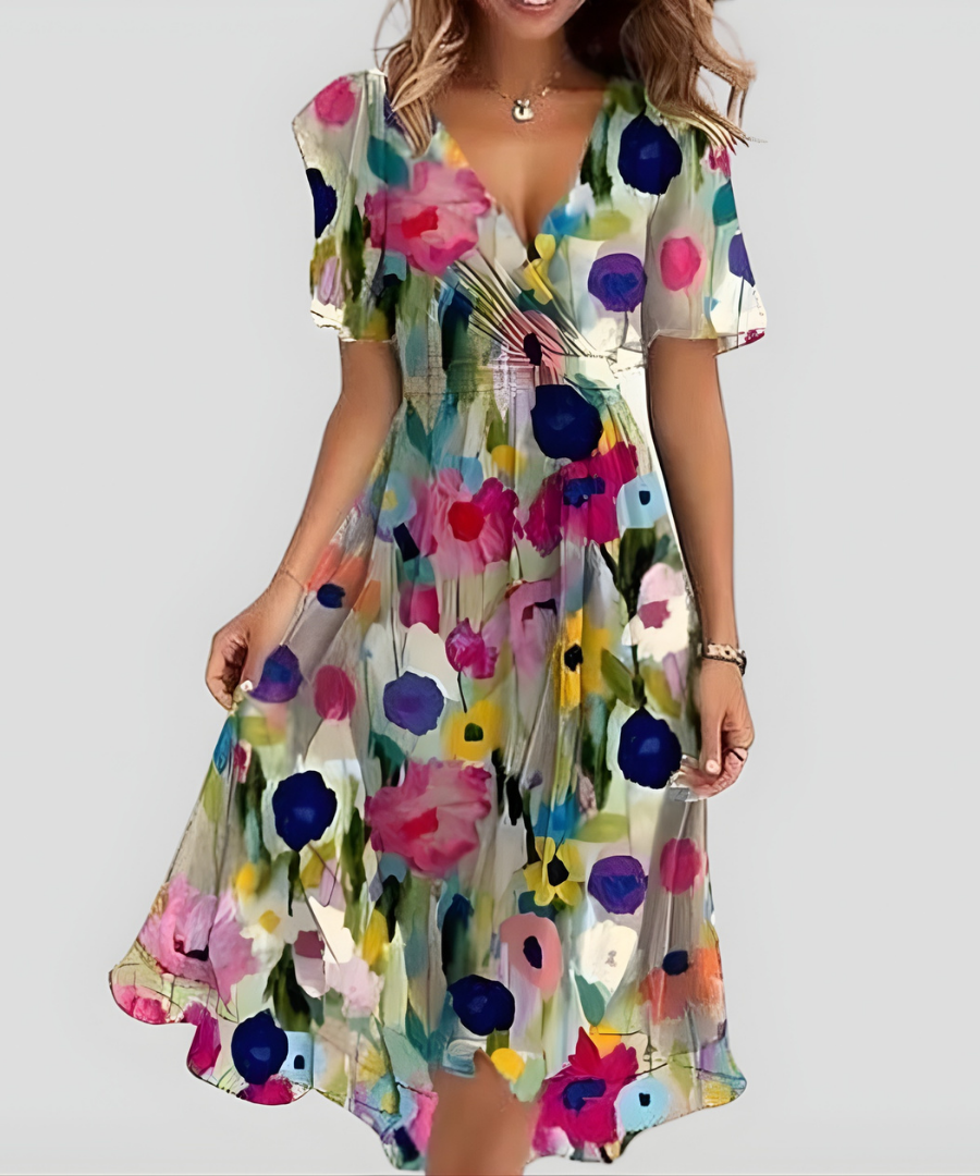 Ramona™ | Elegant Floral Wrap Midi Dress
