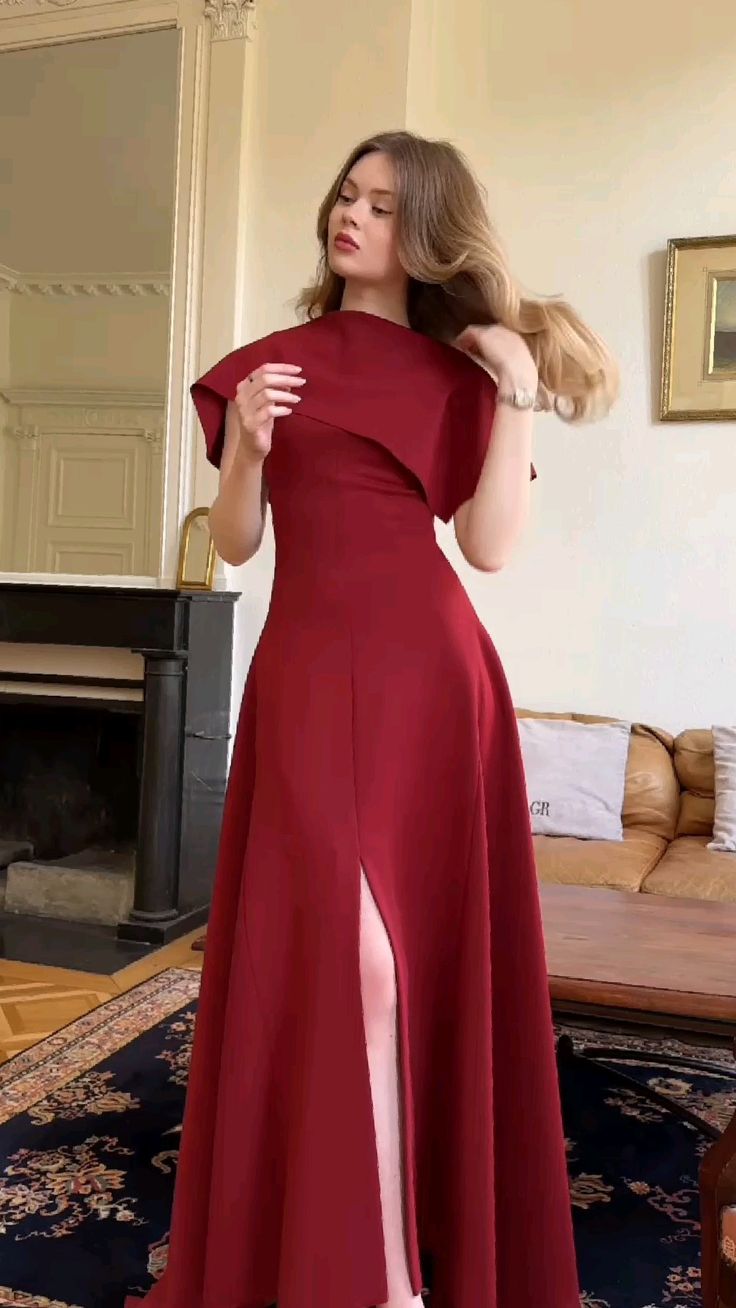 Modest Burgundy Vintage Long Prom Dress Evening Party Dresses   fg7694