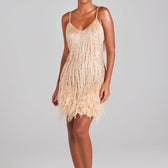 Sequin Fringe Feather V-Neck Mini Dress 26