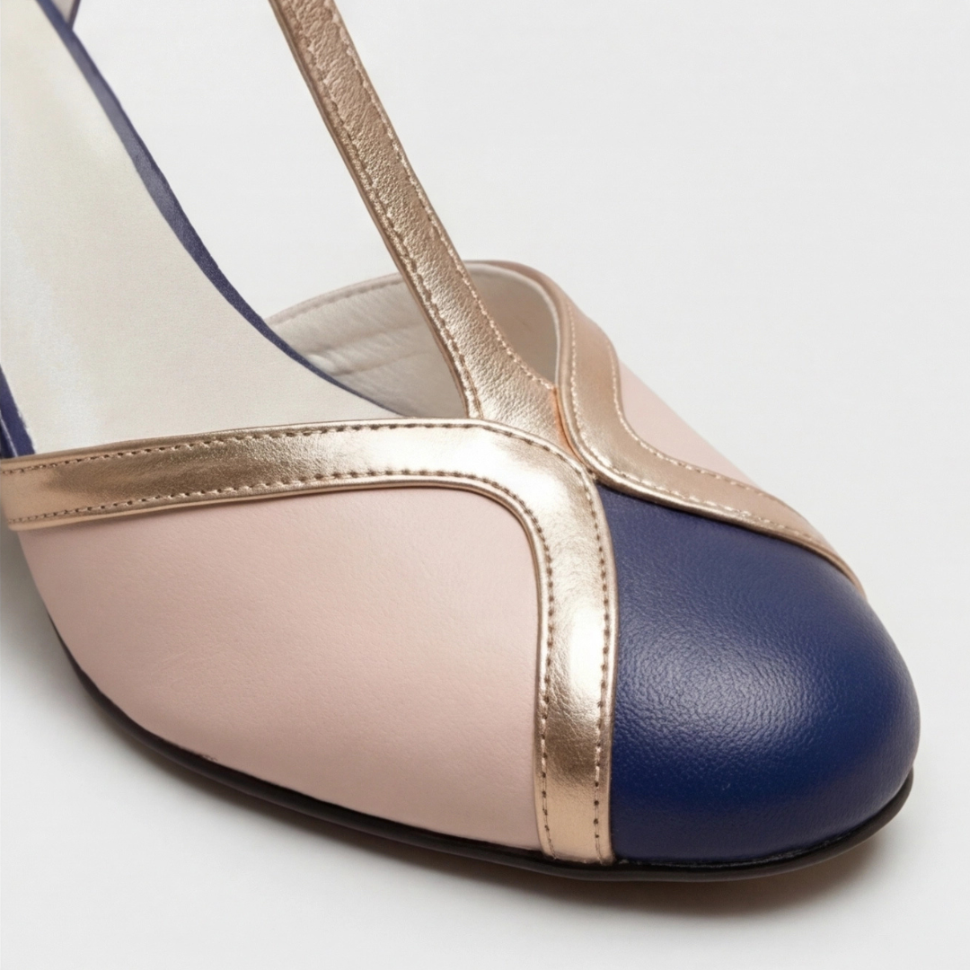 T Strap Cap Toe Buckle Kitten Heel Pumps