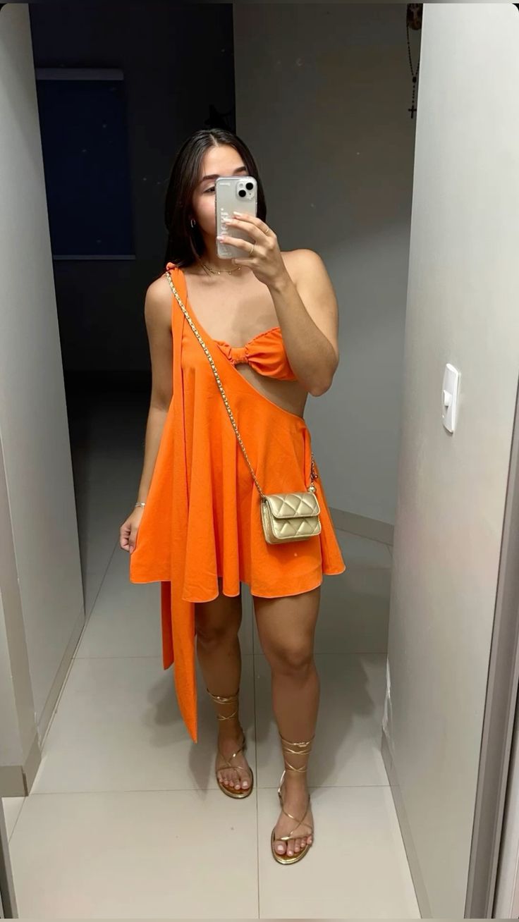 Orange Short Dress Women New Sleeveless Short Evening Party Dresses