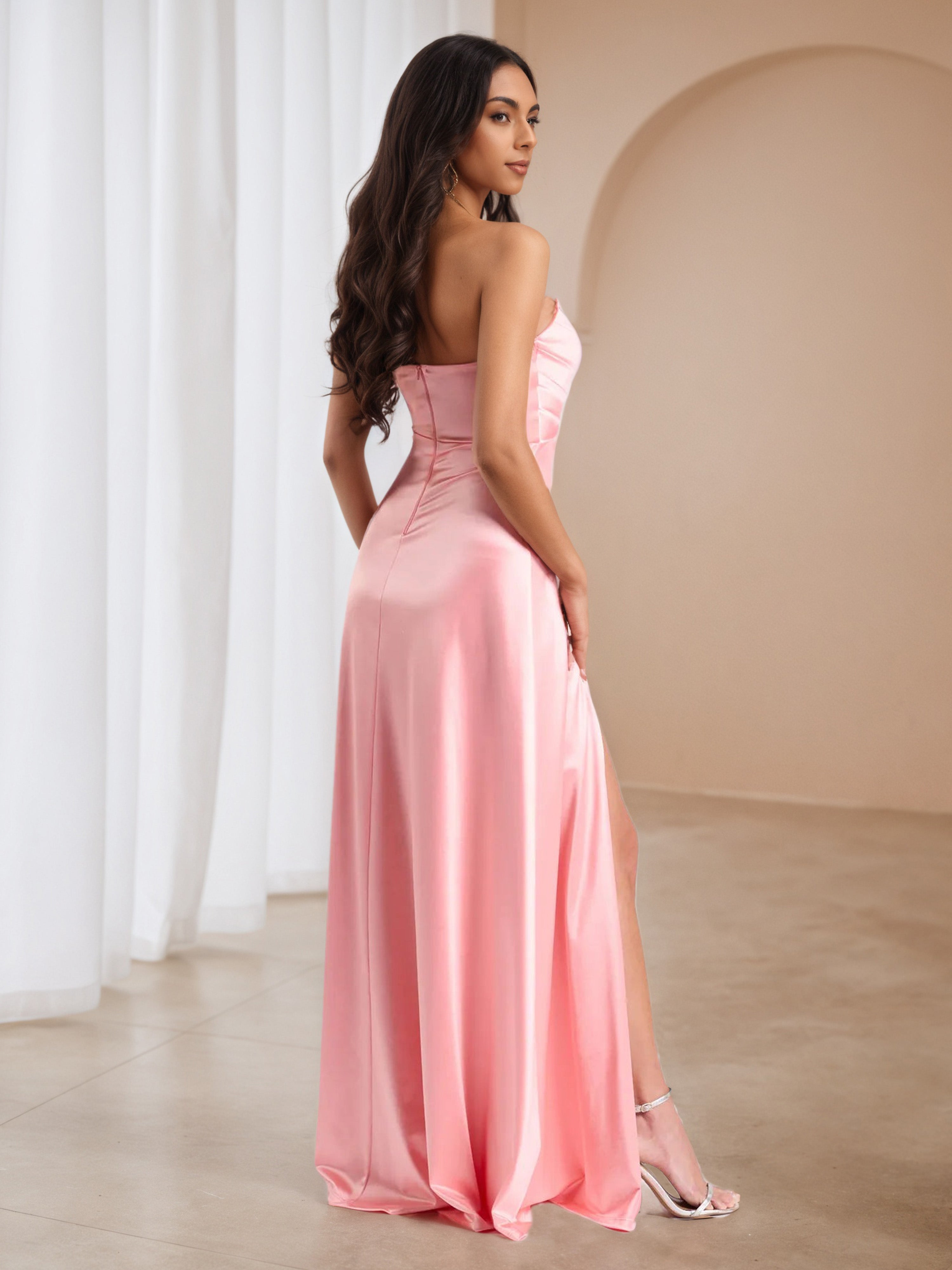 Strapless Blush Pink Dress A-Line Formal Dresses
